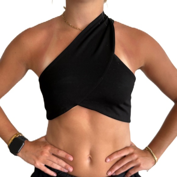 Edikted one shoulder crop top Black Medium - Picture 1 of 6